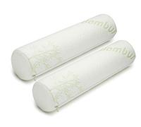 AllSett Health 2 Pack Bamboo Cervical Neck Roll Memory Foam Pillow, Round Neck, Support for Sleeping | Bolster Pillow for Bed, Legs, Back And Yoga | 4 Inch Diameter x 17 Inches long