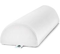 AllSett Health Large Half Moon Bolster Pillow for Legs, Knees, Lower Back and Head, Lumbar Support Pillow for Bed, Sleeping | Semi Roll for Ankle and Foot Comfort - Machine Washable Cover, White