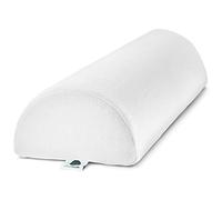 AllSett Health Large Half Moon Bolster Pillow for Legs, Knees, Lower Back and Head, Lumbar Support Pillow for Bed, Sleeping | Semi Roll for Ankle and Foot Comfort - Machine Washable Cover, White