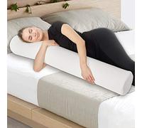 AllSett Health XXL Memory Foam Round Cervical Roll Cylinder Bolster Body Pillow with Removable Washable Cover | Ergonomically Designed Back, Neck and Spine Relief, 47” in Long x 7.5” Wide