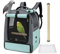 ALLSOPETS Bird Backpack Carrier for Parrots and Small Pets - Breathable Bag with Adjustable Perch and Removable Tray, Perfect Bird Carrier for Outdoor Trips (Glacier Blue)