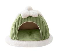 ALLSOPETS Cat Cave Bed, Cute Cat House with Removable Cushion Pillow, Warm Cozy Pet Bed for Cats Puppies Small Dogs, Indoor Dog House Cat Nest for Improved Sleeping Relaxing (Green, M)