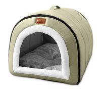 ALLSOPETS Cat Dog Bed Self-Warming 2-in-1 Foldable Pet Bed for Cats and Small Medium Dogs Portable Pet Tent Cave Bed with Top Handles Cat House for Dog Deep Sleep (Green, XXL)