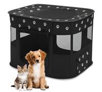 ALLSOPETS Cat Playpen for Dog, Foldable Pet Play Pen for Indoor Outdoor Use, Portable Dog Cat Crate Tent for Puppies Kittens, Pop-Up Pet Cage for Travel Camping (Black Paw, XL)