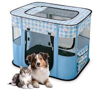 ALLSOPETS Cat Playpen for Dog, Foldable Pet Play Pen for Indoor Outdoor Use, Portable Dog Cat Crate Tent for Puppies Kittens, Pop-Up Pet Cage for Travel Camping (Blue Bears, XL)