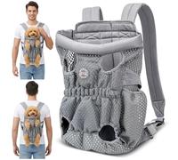 ALLSOPETS Dog Carrier Backpack for Small Medium Dogs, Silver Grey, Large | Lightweight, Breathable and Comfortable Front Pet Carrier with Safety Hook, Hands-Free for Travel Hiking Outdoor