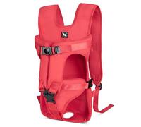 ALLSOPETS Dog Front Carrier Backpack, Portable Adjustable Pet Backpack for Small Medium Dogs, Legs Out Chest Bag, Lightweight Rucksack for Hiking, Cycling, and Travel (Fire Red, L)