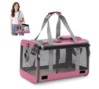 ALLSOPETS Foldable Cat Carrier Bag, Soft-Sided Pet Carrier for Small Dogs and Cats up to 9 Kg, Portable Dog Travel Bag for Vet Visits Car Plane Outdoor Travel (Heather Pink)