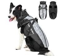 ALLSOPETS Warm Dog Coat Waterproof Winter Jacket with Reflective Strips, Cozy Cold Weather Pet Jacket for Medium and Large Dogs (Bright White, 5XL)