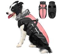 ALLSOPETS Warm Dog Coat Waterproof Winter Jacket with Reflective Strips - Stylish, Cozy Snow Jacket Vest for Medium Large Dog (Grapefruit Red, 2XL)