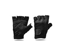 Allsorts® Body building weight lifting Black Gloves Fingerless Leather Cycle Biker Gym Gloves (Medium)