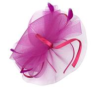 Allsorts Large Feather Aliceband/Clip Fascinator Hairband, Fascinator for Weddings Races, Royal Ascot (Hot Pink)