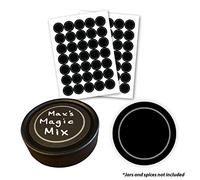 AllSpice 70 Black Water Resistant Round Spice Jar Labels Set 1.5"- Fits Penzeys and AllSpice Jars- Blank