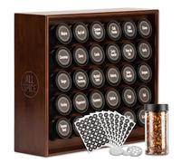 AllSpice Wooden Spice Rack, Includes 30 118ml Jars- Walnut