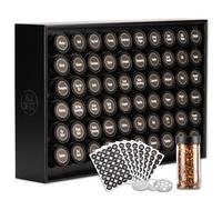 AllSpice Wooden Spice Rack, Includes 60 118ml Jars- Matte Black