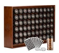 AllSpice Wooden Spice Rack, Includes 60 118ml Jars- Walnut