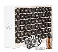 AllSpice Wooden Spice Rack, Includes 60 118ml Jars- White