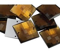 Allstarco 10mm Brown Smokey Topaz CH25 Square Flat Back Sew On Beads for Crafts Plastic Acrylic Rhinestones with Holes for Sewing, Clothing Embelishments, Costume Cosplays 80 Pieces