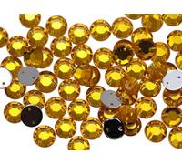 Allstarco 10mm Flat Back Sew On Rhinestones Beads for Crafts Plastic Acrylic Round Gems with Holes for Sewing, Clothing Embelishments, Costume Cosplays Gold Topaz H107-70 Pieces