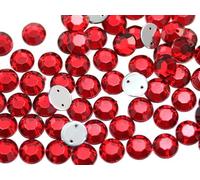 Allstarco 10mm Flat Back Sew On Rhinestones Beads for Crafts Plastic Acrylic Round Gems With Holes For Sewing, Clothing Embelishments, Costume Cosplays Red Ruby H103-70 Pieces