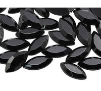 Allstarco 10x5mm Jet Black H101 Flat Back Navette Acrylic Jewels Marquise Rhinestones Face Gems Card Making Embelishments Horse Eye 13/64" x 7/16" - 75 Pieces