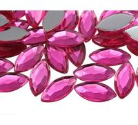 Allstarco 10x5mm Pink JG03 Flat Back Navette Acrylic Jewels Marquise Rhinestones Face Gems Card Making Embelishments Horse Eye 13/64" x 7/16" - 75 Pieces