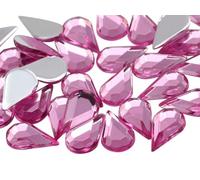 Allstarco 10x6mm Flat Back Teardrop Acrylic Rhinestones Plastic Gems for Jewelry Making Costume Jewels Cosplay Card Making Embelishments Crafts - 100 Pieces (Pink Hot H112)