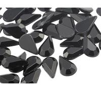 Allstarco 10x6mm Flat Back Teardrop Acrylic Rhinestones Plastic Gems for Jewelry Making Costume Jewels Cosplay Card Making Embelishments Crafts - 100 Pieces (Black Jet A11)