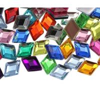 Allstarco 10x7mm Assorted Colors Flat Back Diamond Acrylic Rhinestones Plastic Gems for Jewelry Making Costume Jewels Cosplay Embelishments - 300 Pieces