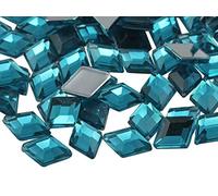 Allstarco 10x7mm Blue Aqua .QR Flat Back Diamond Acrylic Rhinestones Plastic Gems for Jewelry Making Costume Jewels Cosplay Embelishments - 100 Pieces