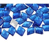 Allstarco 10x7mm Blue Sapphire .PH Flat Back Diamond Acrylic Rhinestones Plastic Gems for Jewelry Making Costume Jewels Cosplay Embelishments - 100 Pieces