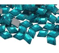 Allstarco 10x7mm Blue Zircon .BZ Flat Back Diamond Acrylic Rhinestones Plastic Gems for Jewelry Making Costume Jewels Cosplay Embelishments - 100 Pieces