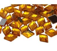 Allstarco 10x7mm Gold Topaz .TZ Flat Back Diamond Acrylic Rhinestones Plastic Gems for Jewelry Making Costume Jewels Cosplay Embelishments - 100 Pieces