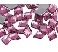 Allstarco 10x7mm Pink Rose Lite .RS72 Flat Back Diamond Acrylic Rhinestones Plastic Gems for Jewelry Making Costume Jewels Cosplay Embelishments - 100 Pieces