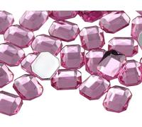 Allstarco 10X8mm Pink Lite Pink A03 Flat Back Octagon Acrylic Rhinestones Plastic Gems Face Gems Jewelry Making Costume Jewels Cosplay Embelishments Crafts - 70 Pieces