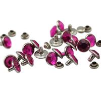 Allstarco 11mm Pink Fuchsia H108 Acrylic Rhinestone Rivets For Garments Leather, Sewing and Crafts DIY Jewelry Making in Bulk Bracelet Handbags FlipFlops - 40 Pieces