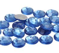 Allstarco 13mm Flat Back Round Acrylic Rhinestones Plastic Gems for Jewelry Making Costume Jewels Cosplay Embelishments - 50 Pieces (Blue Sapphire Lt .LS)