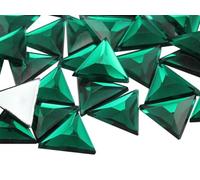 Allstarco 13mm Flat Back Triangle Acrylic Rhinestones Plastic Gems Plastic Costume Jewels Embelishments - 50 Pieces (Green Emerald .MD)