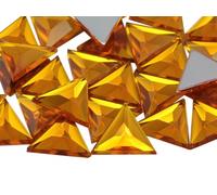 Allstarco 13mm Flat Back Triangle Acrylic Rhinestones Plastic Gems Plastic Costume Jewels Embelishments - 50 Pieces (Gold Topaz .TZ)