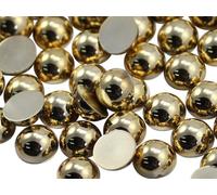 Allstarco 13mm Gold Flat Back Acrylic Round Pearl Cabochons Plastic Rhinestones Pearl Gems Embellishments for Jewelry, Crafts, Costumes, Card Invitations, Cosplay - 30 Pieces
