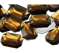 Allstarco 14x10mm Brown Smokey Topaz CH25 Flat Back Octagon Sew On Beads for Crafts Plastic Acrylic Rhinestones with Holes for Sewing, Clothing Embelishments, Costume Cosplays 72 Pieces