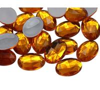 Allstarco 14x10mm Gold Topaz .TZ Flat Back Oval Acrylic Rhinestones Tiny Face Gems Body Jewels Card Making Embelishments - 45 Pieces
