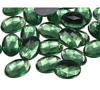 Allstarco 14x10mm Green Peridot .PD Flat Back Oval Acrylic Rhinestones Tiny Face Gems Body Jewels Card Making Embelishments - 45 Pieces