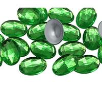 Allstarco 14x10mm Green Peridot .PD2 Flat Back Oval Acrylic Rhinestones Tiny Face Gems Body Jewels Card Making Embelishments - 45 Pieces