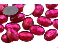 Allstarco 14x10mm Pink Fuchsia .MAR09 Flat Back Oval Acrylic Rhinestones Tiny Face Gems Body Jewels Card Making Embelishments - 45 Pieces