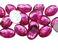 Allstarco 14x10mm Pink Hot .NAP01 Flat Back Oval Acrylic Rhinestones Tiny Face Gems Body Jewels Card Making Embelishments - 45 Pieces