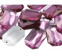 Allstarco 14x10mm Pink Lt. CH13 Flat Back Octagon Sew On Beads for Crafts Plastic Acrylic Rhinestones with Holes for Sewing, Clothing Embelishments, Costume Cosplays 72 Pieces