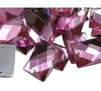 Allstarco 14x10mm Pink Lt. CH13 Flat Back Rectangle Sew On Beads for Crafts Plastic Acrylic Rhinestones with Holes for Sewing, Clothing Embelishments, Costume Cosplays 70 Pieces