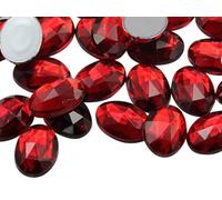 Allstarco 14x10mm Red Ruby .TM Flat Back Oval Acrylic Rhinestones Tiny Face Gems Body Jewels Card Making Embelishments - 45 Pieces