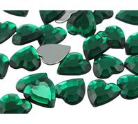 Allstarco 15mm Flat Back Heart Acrylic Rhinestones Plastic Gems Plastic Costume Jewels Embelishments - 40 Pieces (Green Emerald .MD)